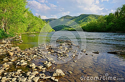 French Broad River in Appalachian Mountains near Hot Springs North Carolina Stock Photo