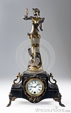 French Bronze Clock. Stock Photo