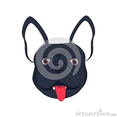 French bulldog dog head dog face illustration .Beautiful french bulldog puppy black fawn dog looks Vector Illustration