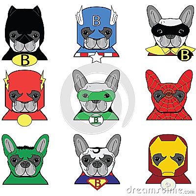 French bulldog Dog Superheros Vector Illustration