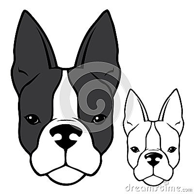 French bulldog head Vector Illustration
