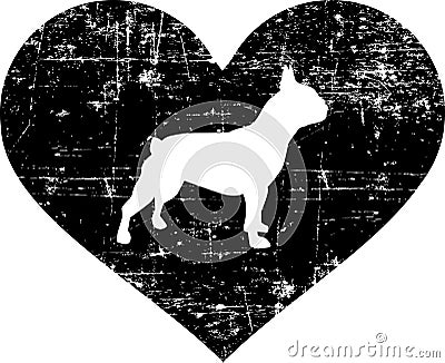 French Bulldog heart Vector Illustration