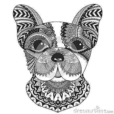 French bulldog line art design for coloring book for adult , T - shirt design and other decorations Vector Illustration