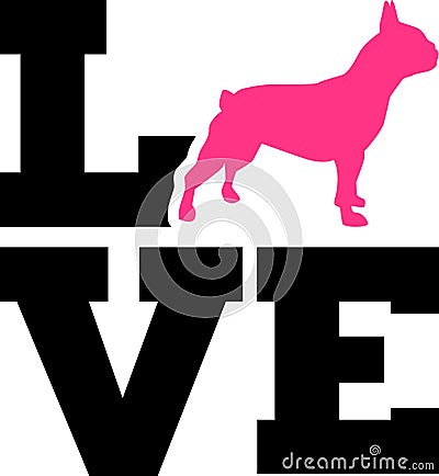 French Bulldog Love Vector Illustration