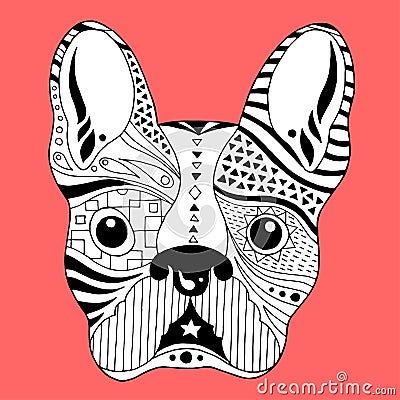 French bulldog sugar skull, frenchie cute dog day of the dead, vector illustration Vector Illustration