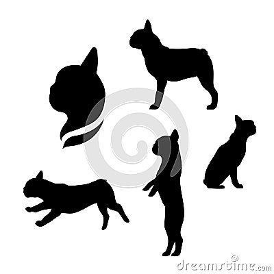 French bulldog vector silhouettes Vector Illustration