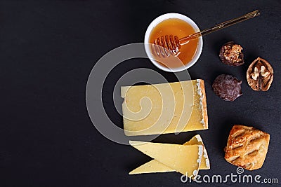 French cantal cheese cut in slice Stock Photo