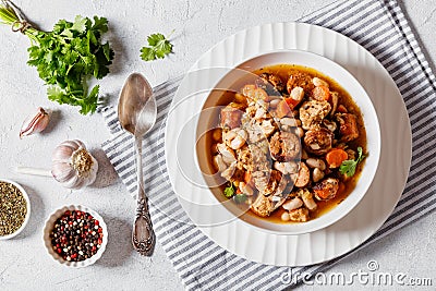 french cassoulet of chicken, sausages, white beans Stock Photo