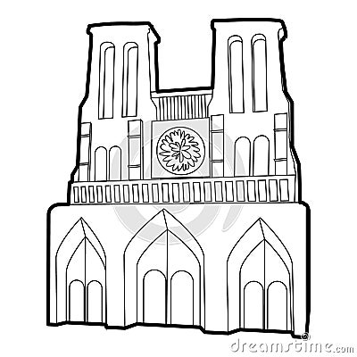 French castle icon, outline style Vector Illustration