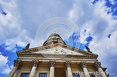 The French Cathedral in downtown Berlin at the historic square Gendarmenmarkt Stock Photo