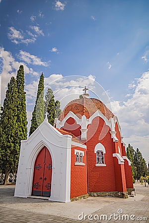 French chapel and graveyards in military cemetery in Thessaloniki Editorial Stock Photo