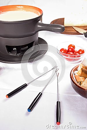 French cheese fondue Stock Photo