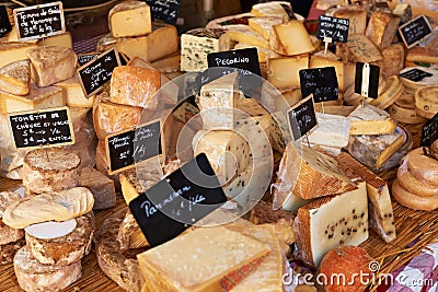 French cheese at Provence market Stock Photo