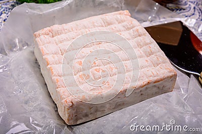 French cheeses collection, yellow Vieux Pane cheese with white mold Stock Photo