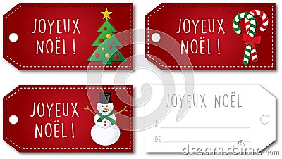 French Christmas gift tag set Stock Photo