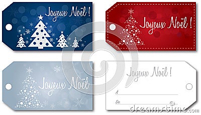 French Christmas gift tag set vector Vector Illustration