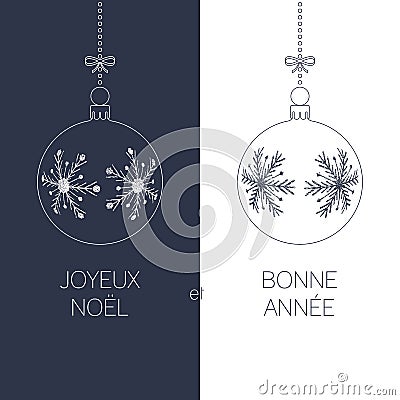 French christmas and new year greeting card Vector Illustration