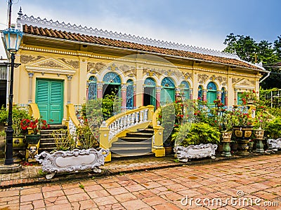French colonial-style house in Binh Thuy village, Vietnam Stock Photo