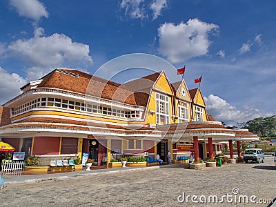 French Colonial Style Railway Station in Da Lat City. Travel in Stock Photo