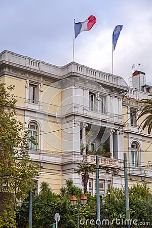 French consulate on Vasilissis Sofias Avenue is a major avenue in the east side of Athens, Greece Editorial Stock Photo