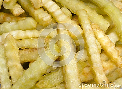 French Crinkle Fries Macro Stock Photo