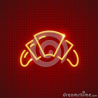 French croissant for breakfast neon icon Vector Illustration