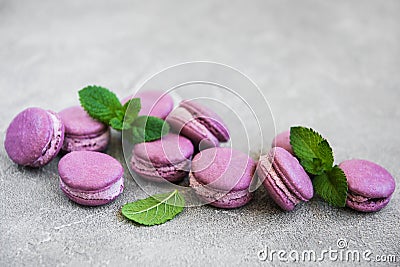 French dessert, sweet purple macaroons Stock Photo
