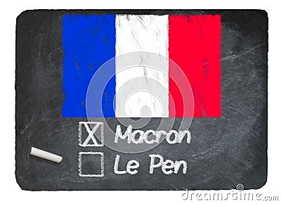 French election concept using chalk on slate blackboard Cartoon Illustration