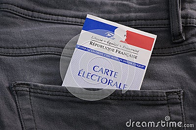 French electoral voter card official government allowing to vote paper in jeans back pocket Stock Photo