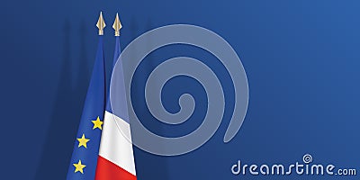 French and European flag on blue background Stock Photo
