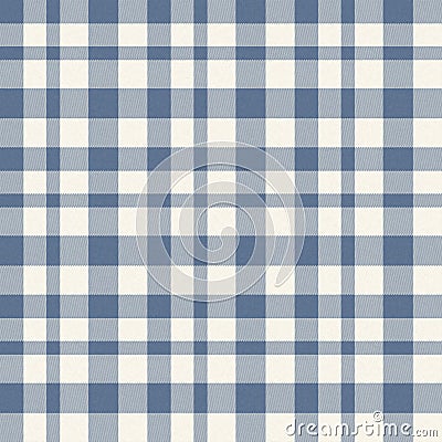 French farmhouse woven blue plaid check seamless linen pattern. Rustic tonal country kitchen gingham fabric effect Stock Photo