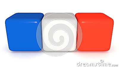 French flag, Tricolor cubes, 3d illustration Cartoon Illustration