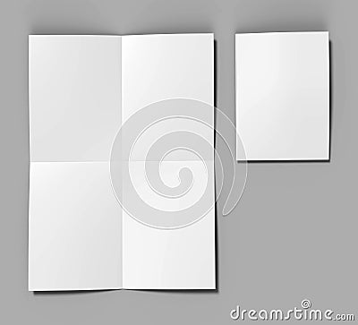 French fold a4 a5 square brochure flyer leaflet for mock up and template design. Blank white 3d render illustration. Stock Photo