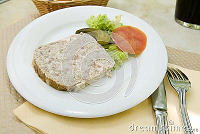 French food pate terrine of rabbit photographed in Paris Franc Stock Photo