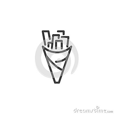 French fries cone line icon Vector Illustration