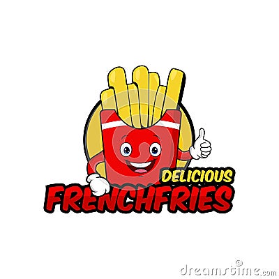 French fries crips logo design illustration cartoon Vector Illustration