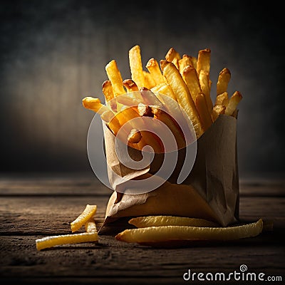 French Fries on cutting board Stock Photo