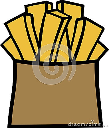 French Fries Fast Food Vector Illustration