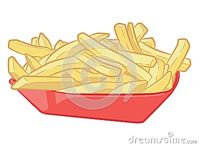 French Fries Junk Food Paper Tray Vector Illustration