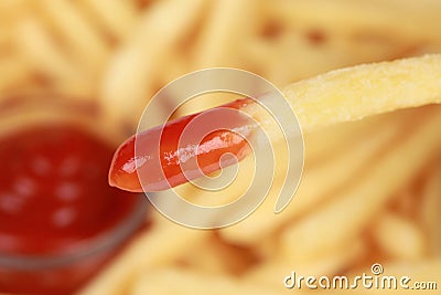 French fries with ketchup Stock Photo
