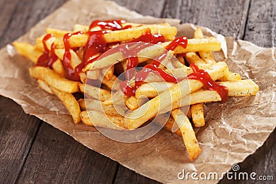 French fries with ketchup Stock Photo