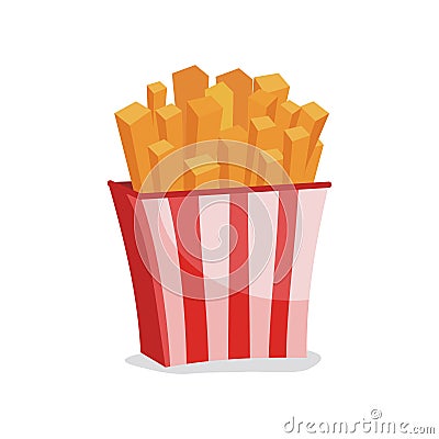 French fries in a paper red pack Vector illustration in cartoon style Cartoon Illustration