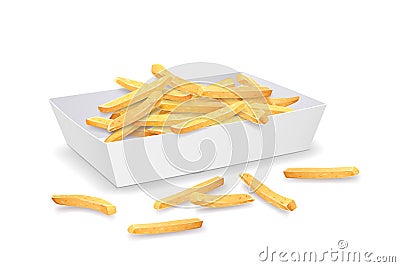 French fries in paper tray design. isolated on white background Eps 10 Vector Illustration