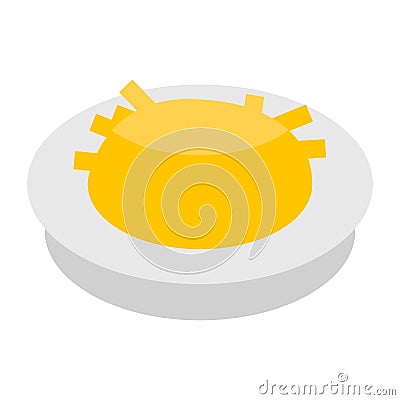 French fries on plate icon, isometric style Vector Illustration