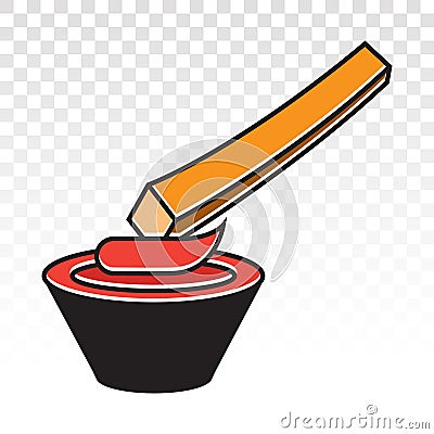 French fries / potato chips with sauces - flat colour icon for apps and websites Vector Illustration