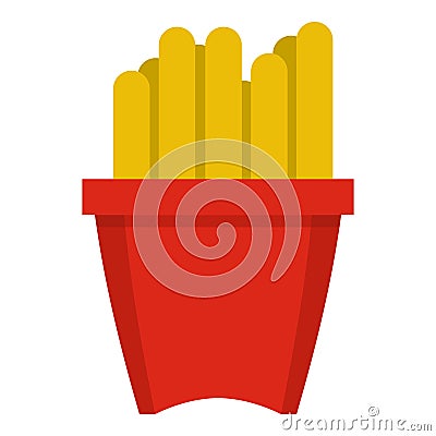 French fries in a red box icon isolated Vector Illustration