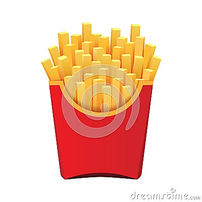 French fries in red package Vector Illustration