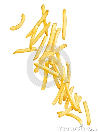 French fries splashing isolated Stock Photo