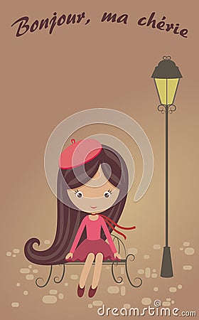 French girl Vector Illustration