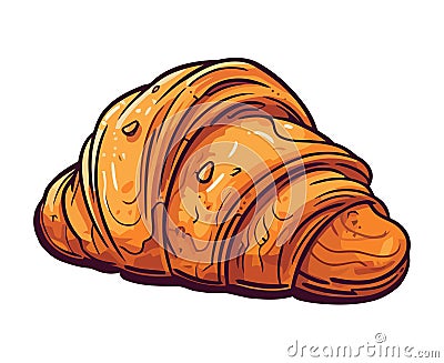 French gourmet meal croissant, baguette, and sweet pastry Vector Illustration